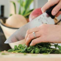 Image of knife skills learned in Blooming Palate Cooking Classes