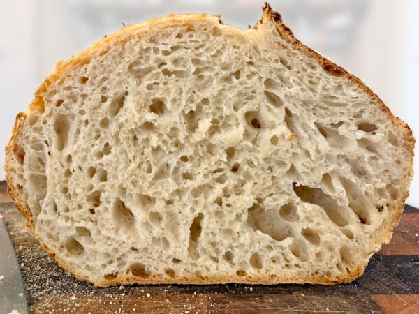 organic sourdough bread crumb shot